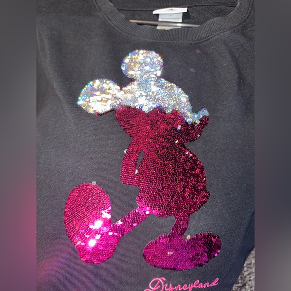 Disney Parks Black and Pink Sequin women’s sweatshirt - Picture 2 of 3